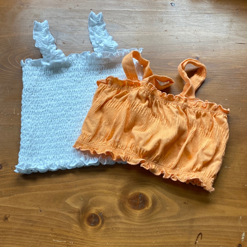 Zara Orange Crop Top/Art Class White Crop Top